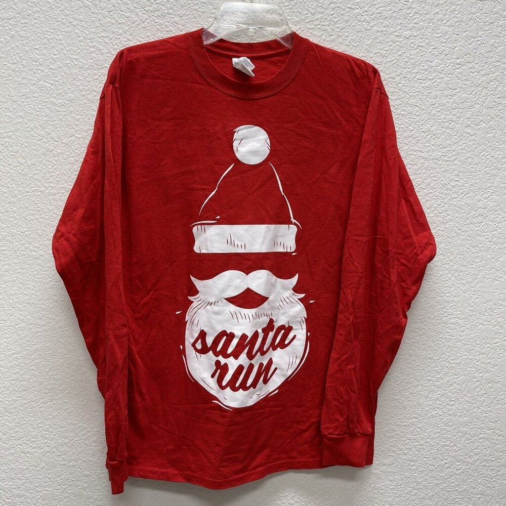 Texas Santa's Run Shirt Adult  Medium Christmas USA Holiday Fun Run Long Sleeves
